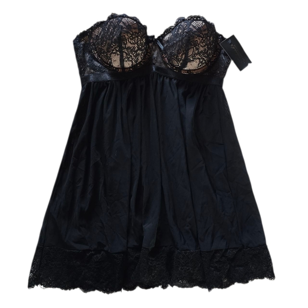 Fredericks of Hollywood Samara Lace Chemise Sexy Lingerie Black Size M NEW!